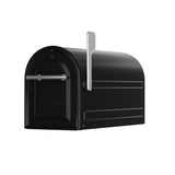 Boulder Post Mount Mailbox Black with Premium Silver Handle and Silver Flag - Super Arbor