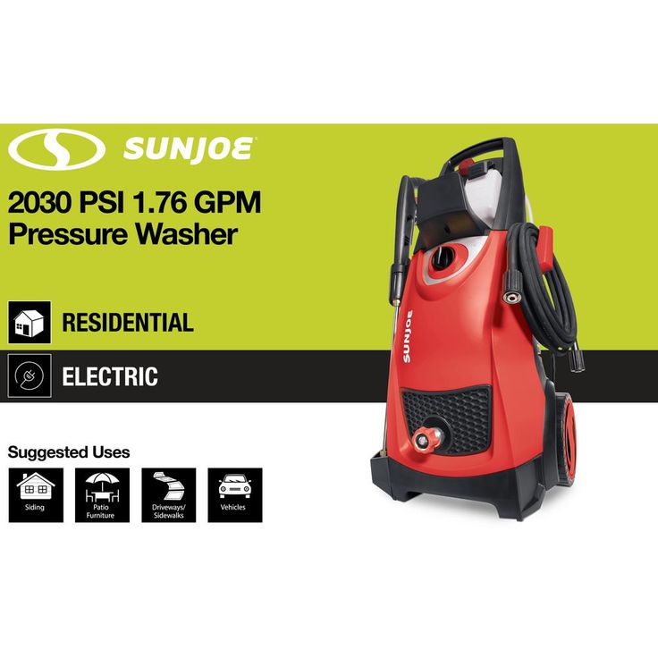 Sun Joe 2030 MAX PSI 1.76 GPM 14.5 Amp Electric Pressure Washer, Red