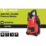 Sun Joe 2030 MAX PSI 1.76 GPM 14.5 Amp Electric Pressure Washer, Red