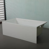 59.76 in. Left-Hand Acrylic Center Drain Rectangular Alcove Bathtub in White - Super Arbor