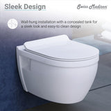 Ivy Wall Hung Elongated Toilet Bowl Only 0.8/1.28 GPF Dual Flush in White - Super Arbor