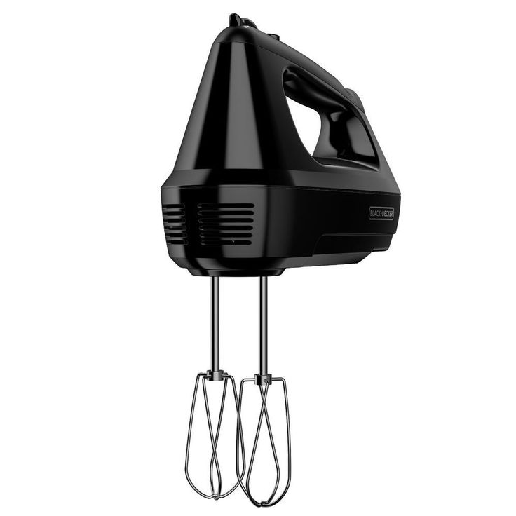 6-Speed Black Hand Mixer with 2 Wire Beaters, 2 Dough Hooks and Storage Case