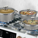 11 in. Artmartin Sauce Pan and Glass Lid Non-Stick Ceramic Coated Pot, Induction Bottom