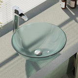 Glass Vessel Sink in Crystal with R9-7007 Faucet and Pop-Up Drain in Chrome - Super Arbor
