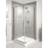 36 in. x 76 in. Frameless Corner Hinged Shower Enclosure in Chrome - Super Arbor