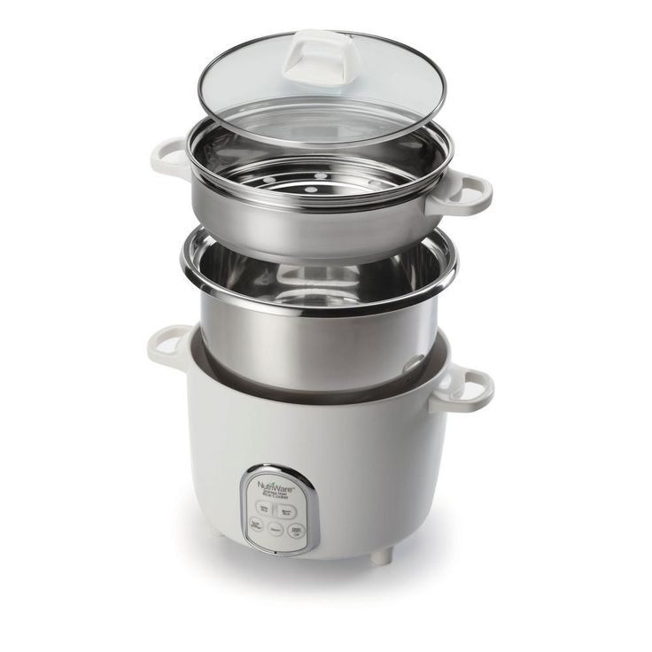 NutriWare Digital Pot Style 7-Cup Rice Cooker with Glass Lid and Non-Stick Pot