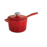 Gourmet 2.5 qt. Porcelain-Enameled Cast Iron Sauce Pan in Gradated Red with Lid
