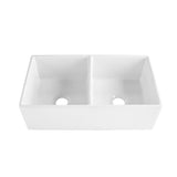 Brooks II Farmhouse/Apron-Front Fireclay 33 in. 50/50 Double Bowl Kitchen Sink in Crisp White - Super Arbor