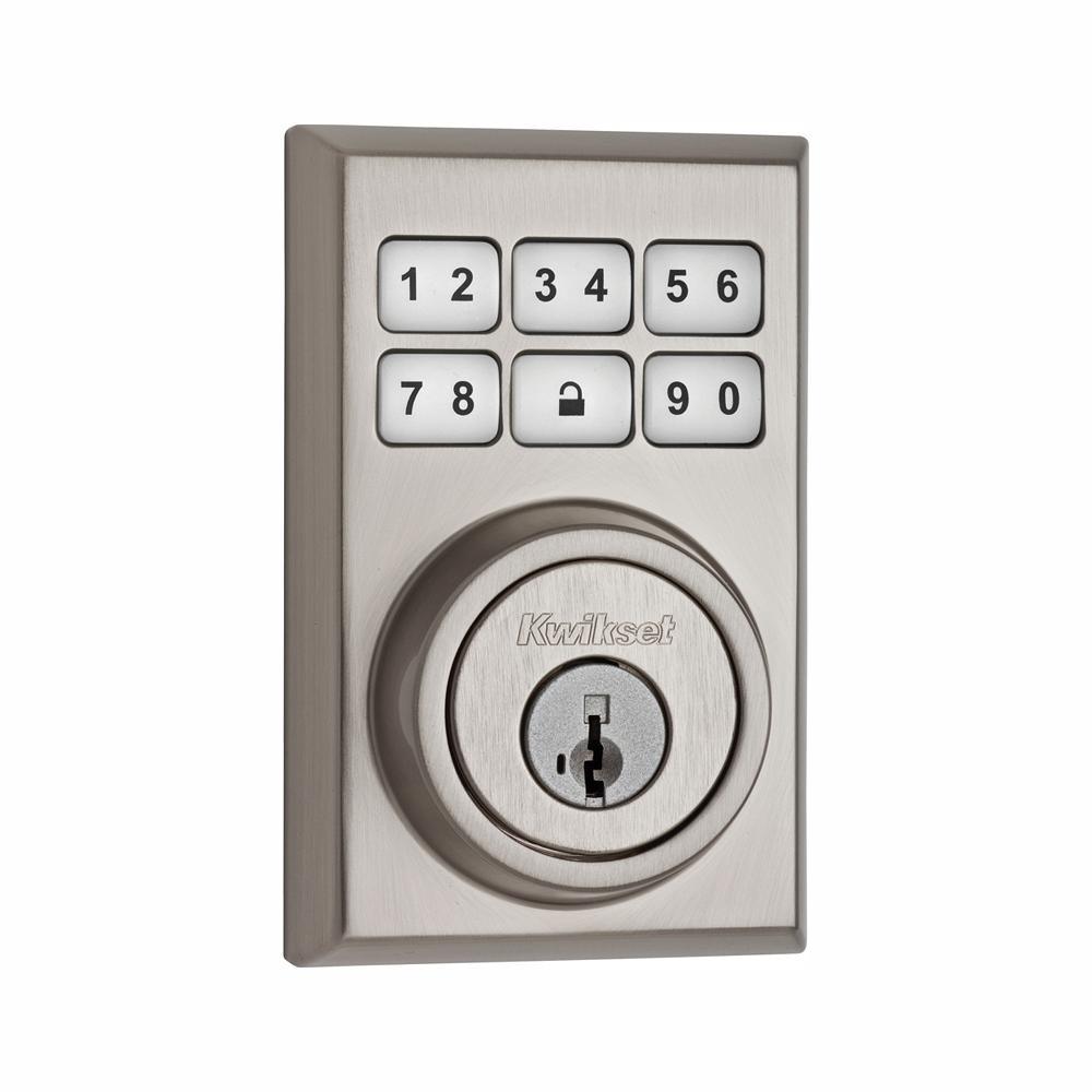 Z-Wave SmartCode 910 Contemporary Satin Nickel Single Cylinder Electronic Deadbolt Featuring SmartKey Security - Super Arbor