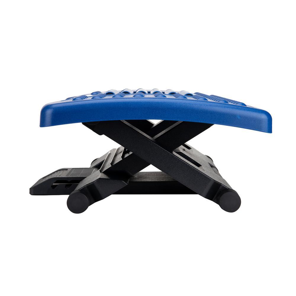 Blue Adjustable Height Ergonomic Foot Rest with Massage Rollers - Super Arbor