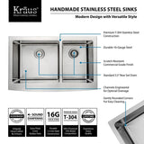 All-in-One Farmhouse Apron Front Stainless Steel 33 in. Double Bowl Kitchen Sink with Faucet in Stainless Steel