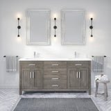 Kali 72 in. W x 22 in. D Bath Vanity in Gray ENGRD Stone Vanity Top in White with White Basin Power Bar and Organizer