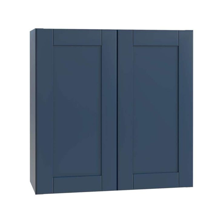 Home Decorators Collection Washington Vessel Blue Plywood Shaker Assembled Wall Kitchen Cabinet 3 Shelves Soft Close 30 in W x 12 in D x 36 in H