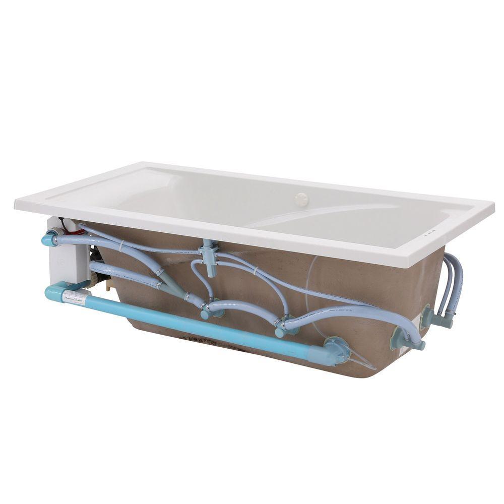 EverClean 60 in. x 32 in. Reversible Drain Whirlpool Tub in White - Super Arbor