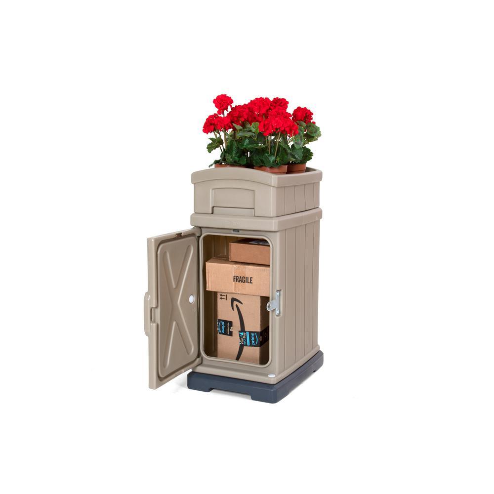 Hide Away Lockable Parcel Delivery and Storage Box in Tan - Super Arbor
