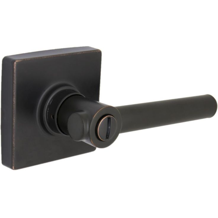Highland Matte Black Bed and Bath Door Lever with Square Rose