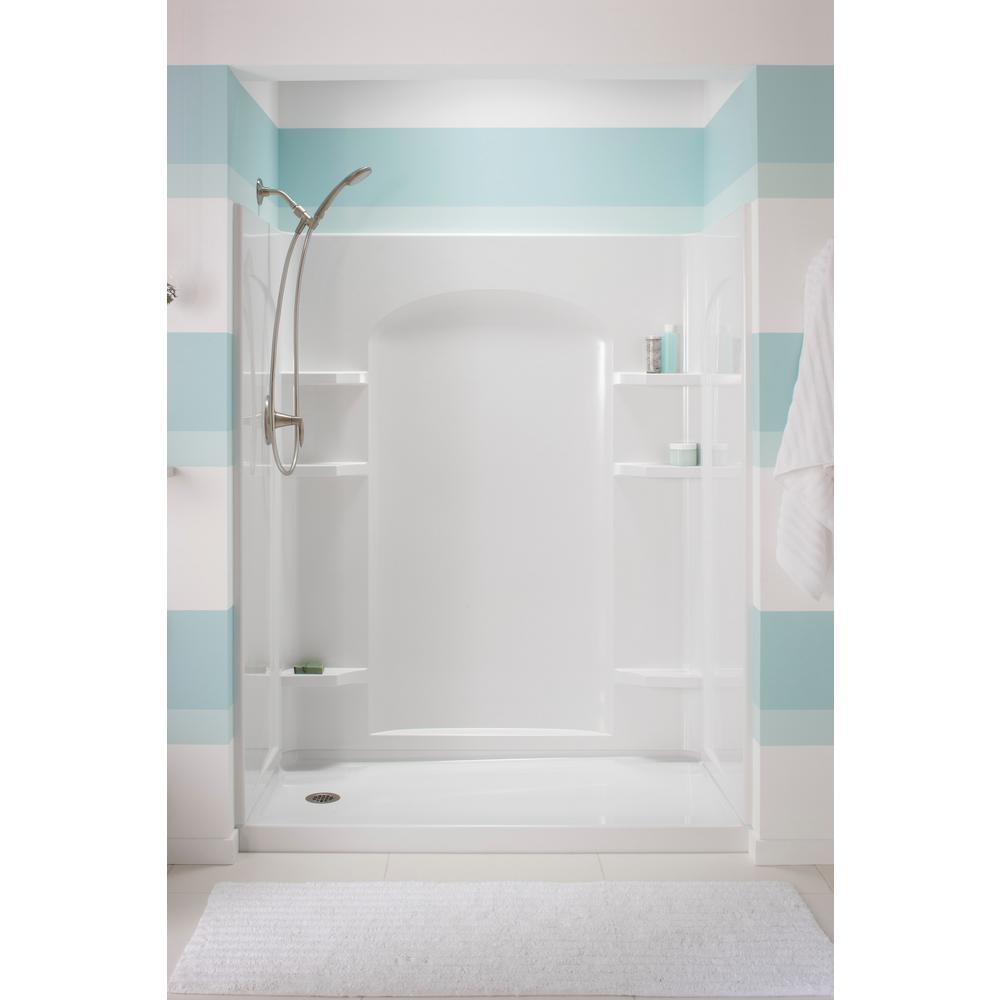 Ensemble Curve 60 in. x 1-1/4 in. x 72-1/2 in. 1-Piece Direct-to-Stud Alcove Back Shower Wall in White - Super Arbor