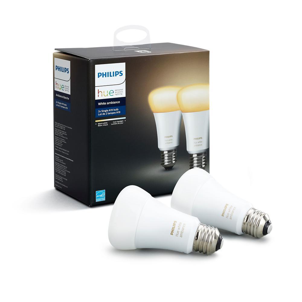 White Ambiance A19 LED 60W Equivalent Dimmable Smart Wireless Light Bulb