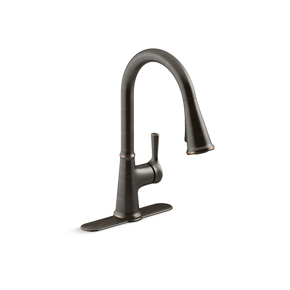 Tyne Single-Handle Pull-Down Sprayer Kitchen Faucet in Vibrant Stainless - Super Arbor
