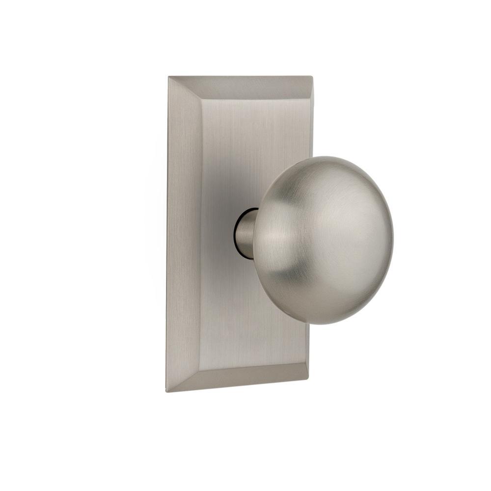 Studio Plate 2-3/8 in. Backset Oil-Rubbed Bronze Privacy Bed/Bath New York Door Knob - Super Arbor