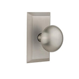 Studio Plate 2-3/8 in. Backset Oil-Rubbed Bronze Privacy Bed/Bath New York Door Knob - Super Arbor