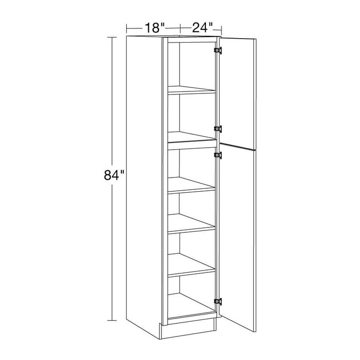 Home Decorators Collection Washington Vesper White Plywood Shaker Assembled Utility Pantry Kitchen Cabinet Soft Close R 18 in W x 24 in D x 84 in H