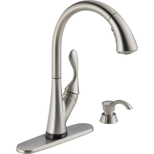 Delta Ashton Touch2O Stainless 1-Handle Deck-Mount Pull-Down Touch Kitchen Faucet (Deck Plate Included)
