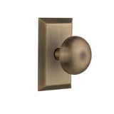 Studio Plate 2-3/8 in. Backset Oil-Rubbed Bronze Privacy Bed/Bath New York Door Knob - Super Arbor