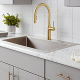 Upson Single-Handle Pull-Down Sprayer Kitchen Faucet in Matte Gold - Super Arbor