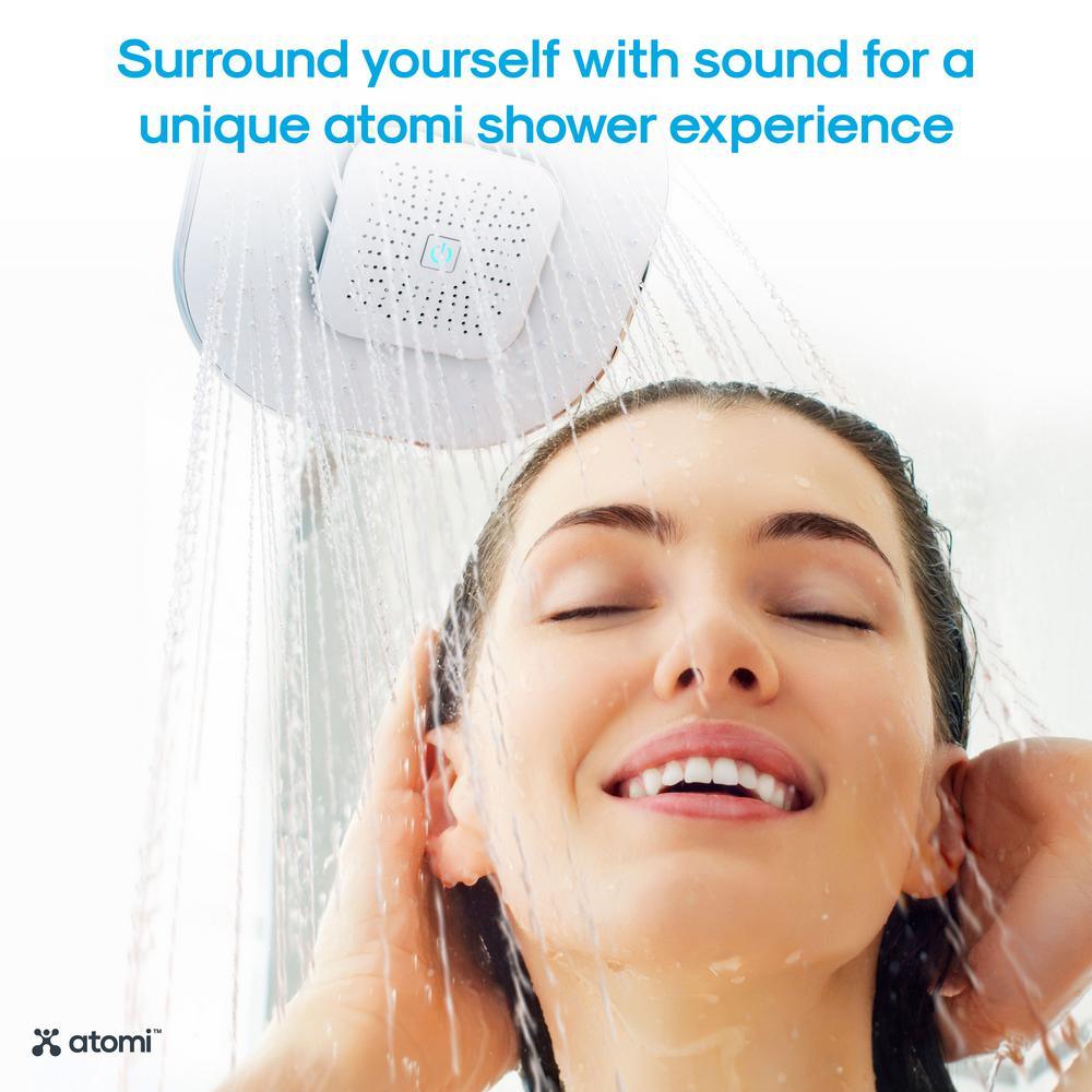 7.3 in. 1-Spray Bluetooth Wall Mounted Shower Head with Detachable Rechargeable Wireless Speaker in Polished Chrome - Super Arbor