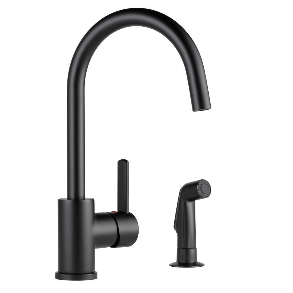 Apex Single-Handle Side Sprayer Kitchen Faucet in Matte Black - Super Arbor