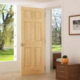 30 in. x 80 in. x 1.375 in. 6 Panel Colonial Double Hip Pine Interior Door Slab - Super Arbor