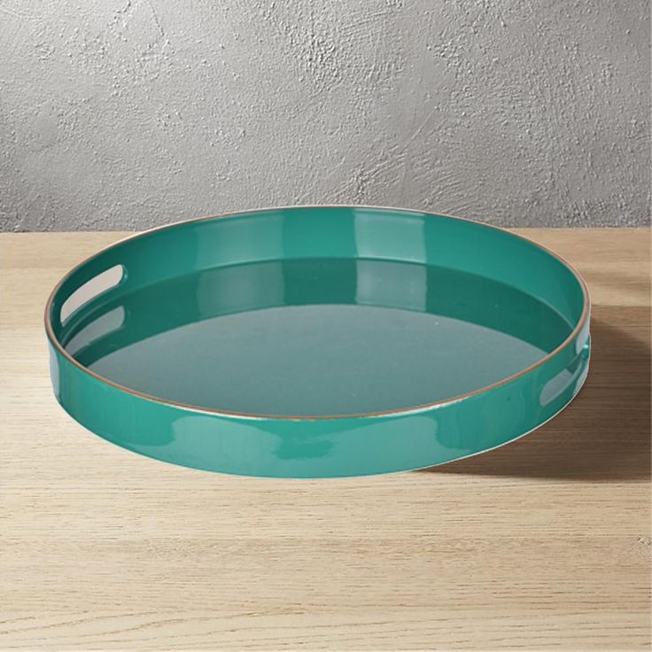 Green Round Tray with Cutout Handles