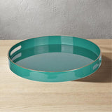 Green Round Tray with Cutout Handles