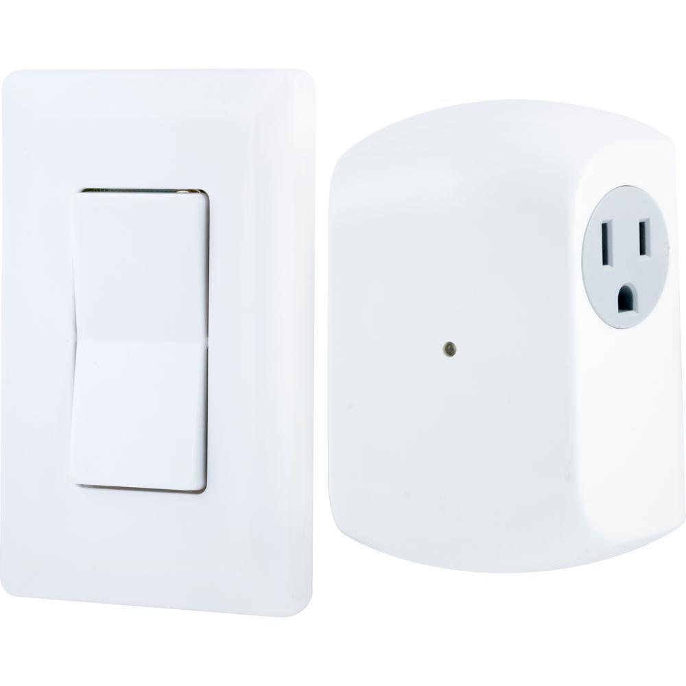 Wireless Remote Wall Switch Light Control with Grounded Outlet Receiver - Super Arbor
