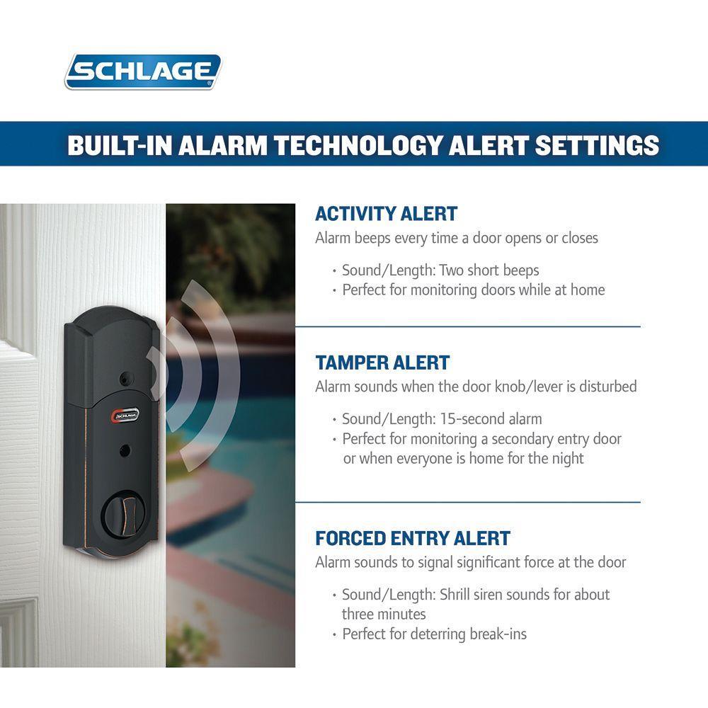 Camelot Aged Bronze Connect Smart Door Lock with Alarm and Accent Door Lever - Super Arbor