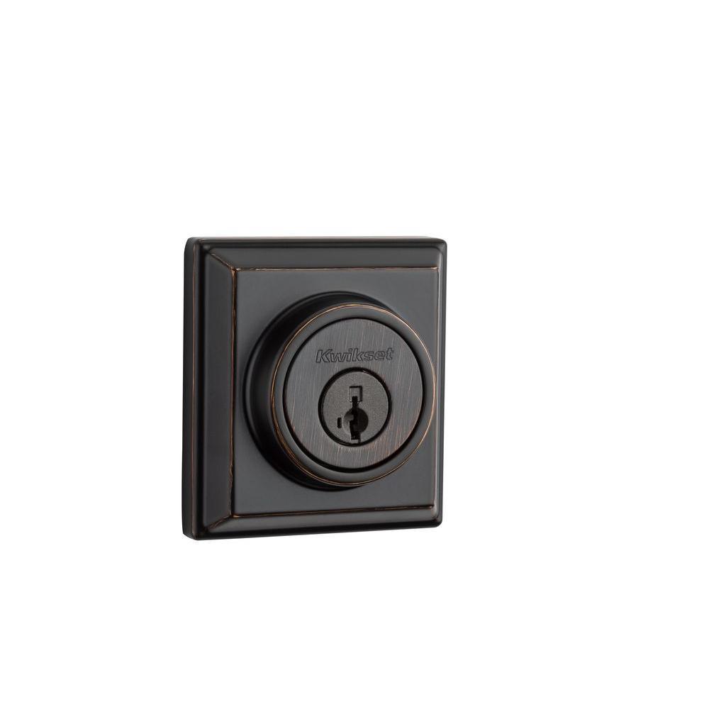 910 Signature Series Contemporary Satin Nickel Single Cylinder Deadbolt with Home Connect Technology - Super Arbor