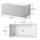 Talence 59 in. Acrylic Flatbottom Freestanding Bathtub in White - Super Arbor