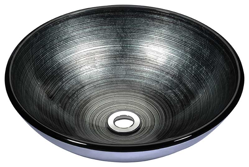 ANZZI Tara Deco-Glass Vessel Sink in Precious Storm, 16.5 x 5.7 in