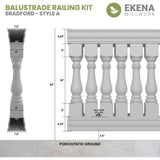 Ekena Millwork Fiberthane Bradford Balustrade 24 in. L x 42 in. H Fiberglass Railing Kit