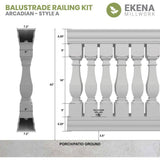 Ekena Millwork Fiberthane Arcadian Balustrade 48 in. L x 42 in. H Fiberglass Railing Kit