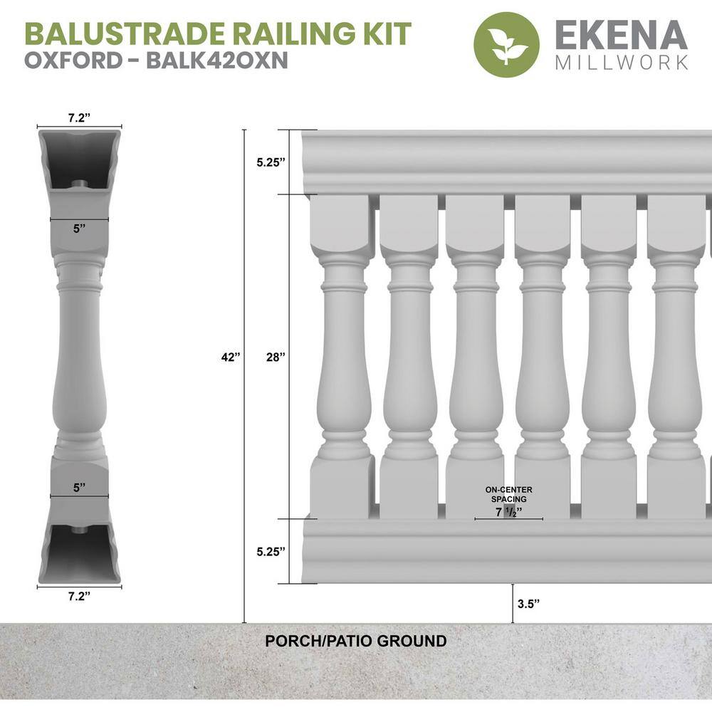 Ekena Millwork Fiberthane Oxford Balustrade 48 in. L x 42 in. H Fiberglass Railing Kit