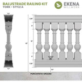 Ekena Millwork Fiberthane York Balustrade 120 in. L x 42 in. H Fiberglass Railing Kit
