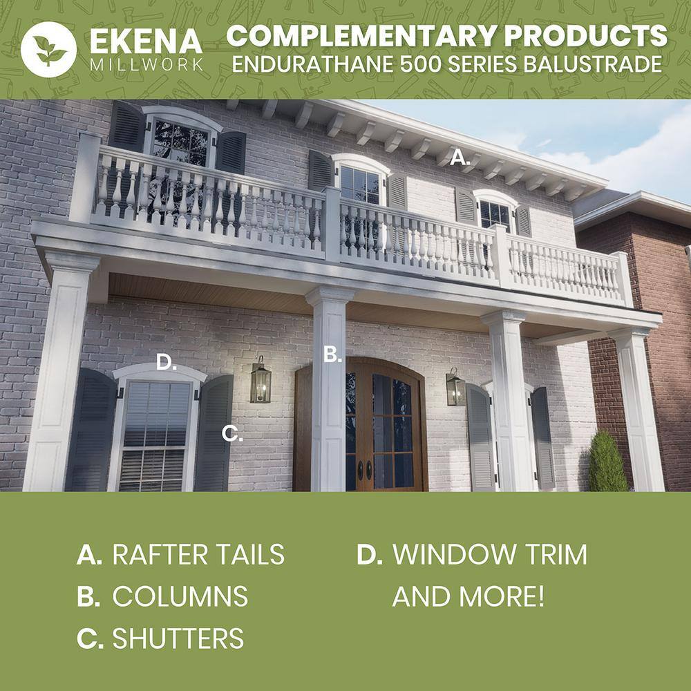 Ekena Millwork Endurathane 500 Series 1.5 in. H x 6.5 in. W White Resin Stair Railing Kit