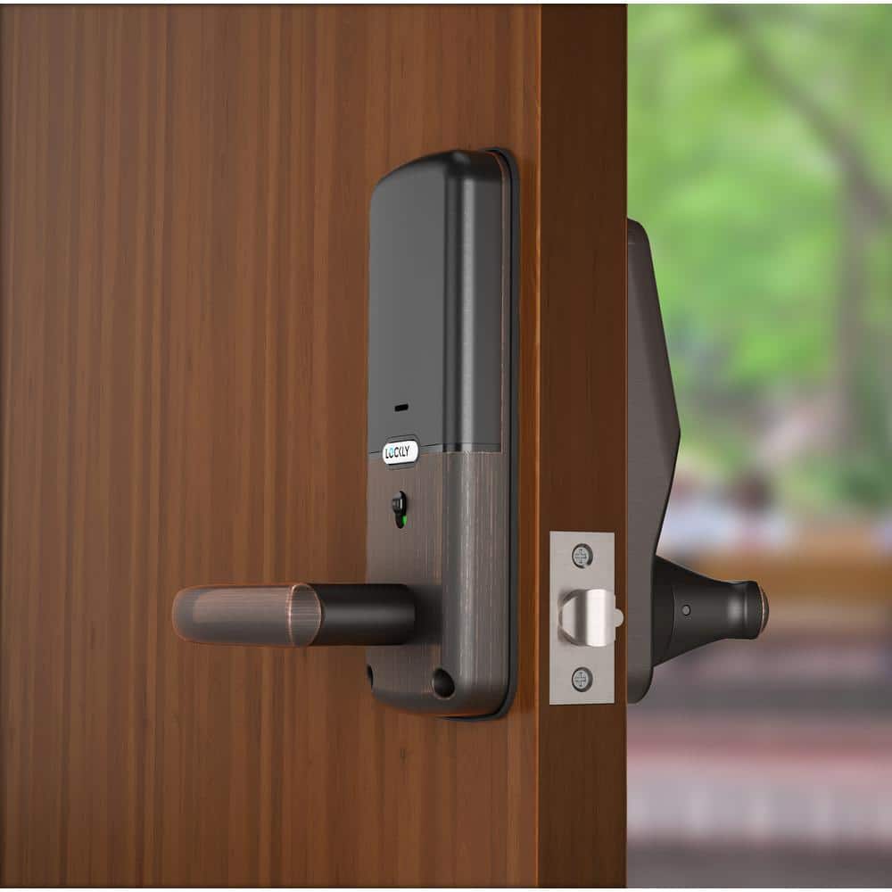 Lockly Secure Plus Venetian Bronze Smart Touchscreen Hack-proof Keypad Door Latch Lock with Biometric Fingerprint and Bluetooth