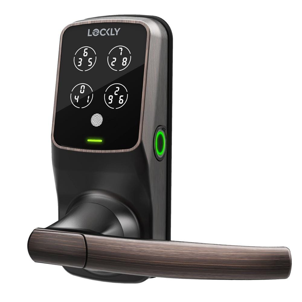 Lockly Secure Plus Venetian Bronze Smart Touchscreen Hack-proof Keypad Door Latch Lock with Biometric Fingerprint and Bluetooth