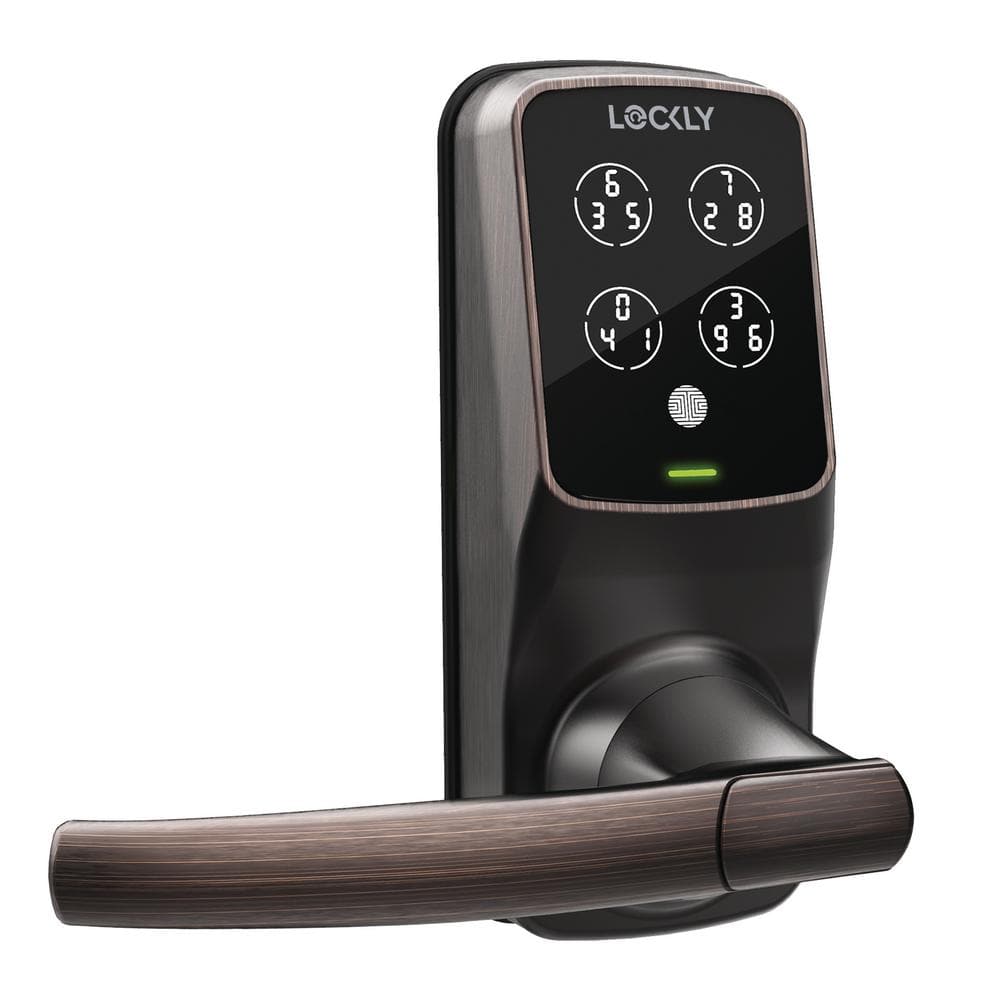 Lockly Secure Plus Venetian Bronze Smart Touchscreen Hack-proof Keypad Door Latch Lock with Biometric Fingerprint and Bluetooth