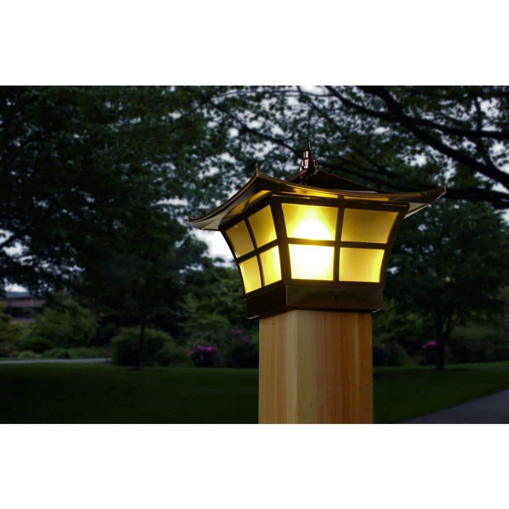 CLASSY CAPS Ambience 4 in. x 4 in. Outdoor Electroplated Copper Solar Post Cap (2-Pack)