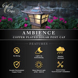 CLASSY CAPS Ambience 4 in. x 4 in. Outdoor Electroplated Copper Solar Post Cap (2-Pack)