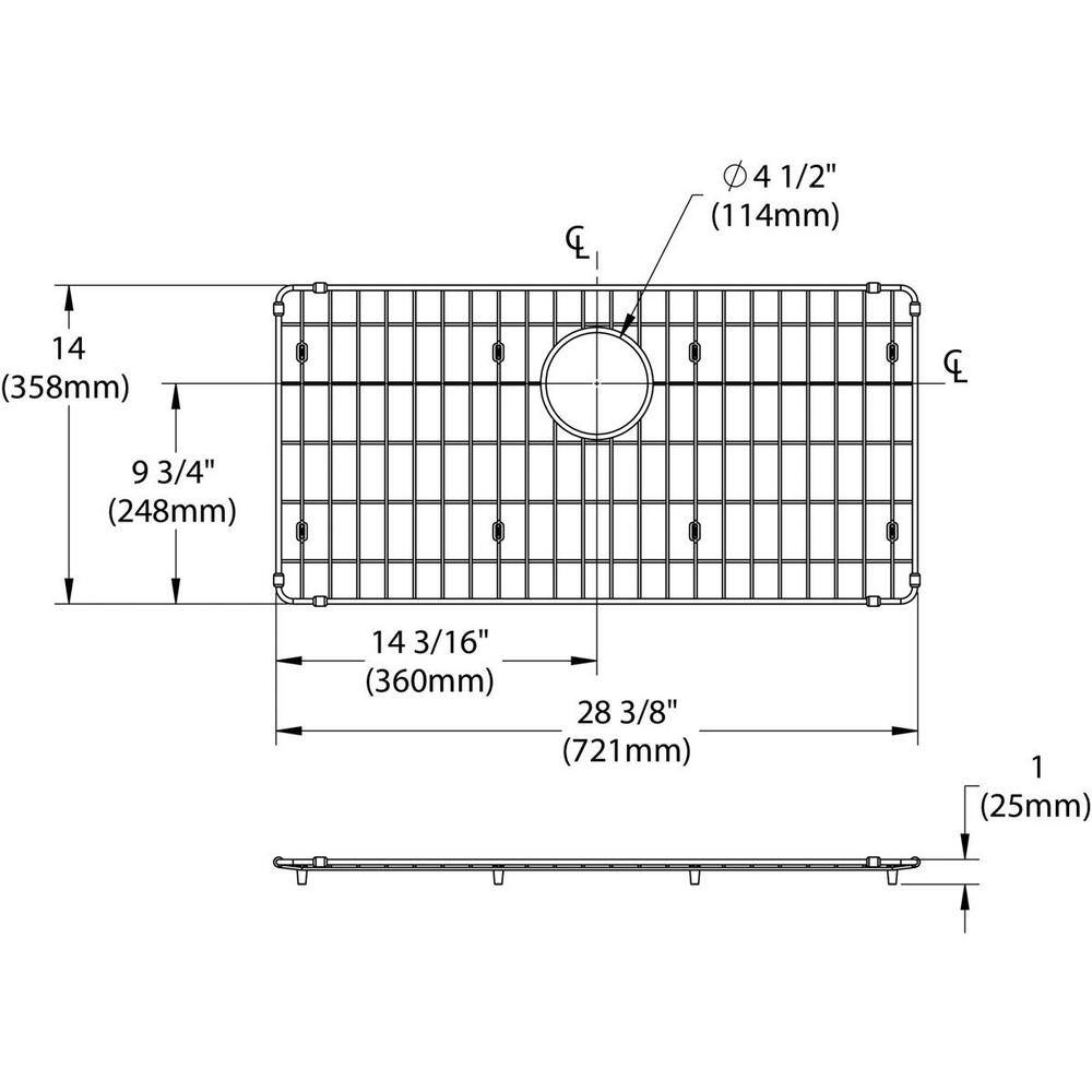 Elkay Quartz Classic Workstation Stainless Steel Bottom Grid - 14 in. L x 28.37 in. W